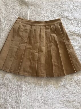 Classic Pleated Tan Women's Skirt